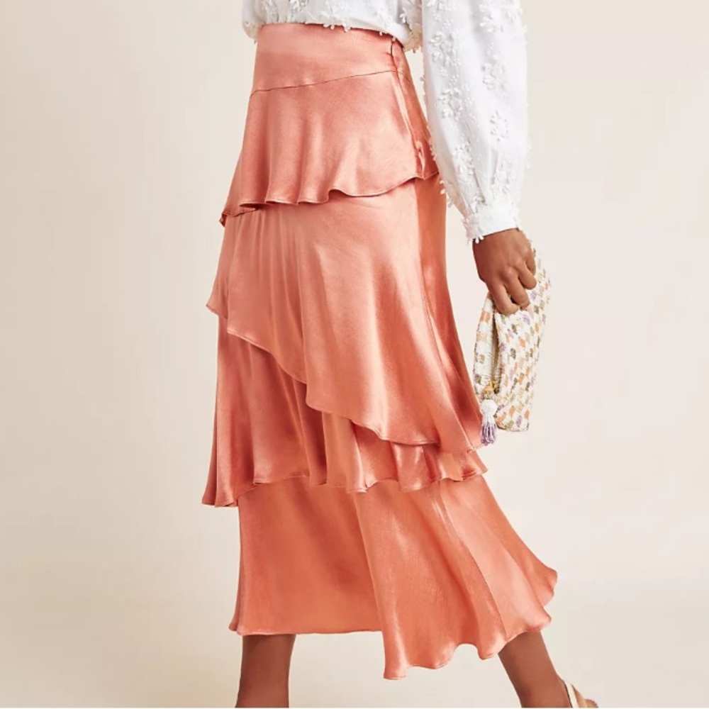 Anthropologie (Maeve) Cassia Layered Silk Skirt✨